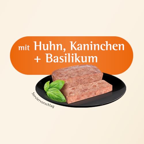 animonda Vom Feinsten Mini Senior Hundefutter nass mit Huhn + Kaninchen und Basilikum (32 x 100 g), getreidefreies Senior Nassfutter ohne Zucker und Soja für kleine Hunderassen