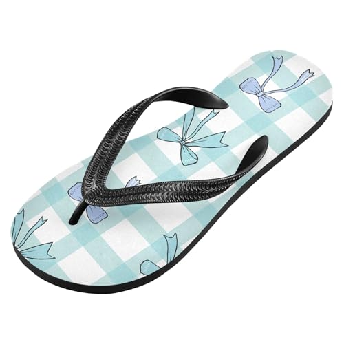 Burbuja Bows on Checkered Flip Flops for Women Men, Soft Thong Sandals Rubber Slippers for Pool Beach Essentials2