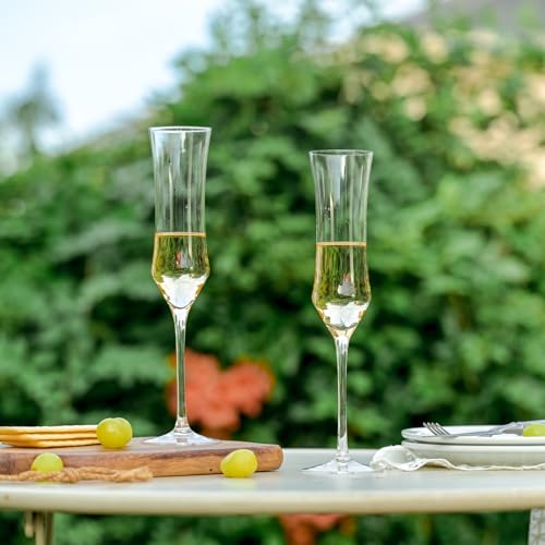 Baclife Crystal Champagne Flutes Set Of 6-7 Oz Hand Blown Champagne Glasses With Long Stem thumb #5