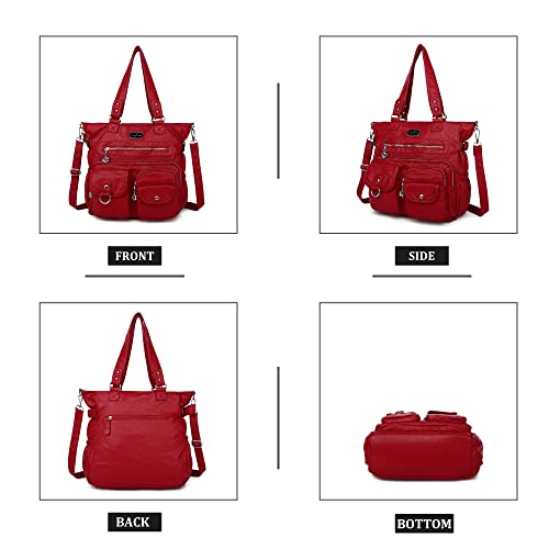Image of Angelkiss Purses Handbags for Women PU Tote Satchel Bags for Women Pockets Shoulder Bags | PU