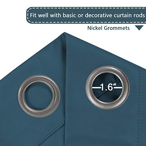Image of H.VERSAILTEX Blackout Patio Curtains 100 x 84 Inches for Sliding Door Extral Wide Blackout Curtain Panels Thermal Insulated Room Divider - Grommet Top, 7' Tall by 8.5' Wide - Dark Teal