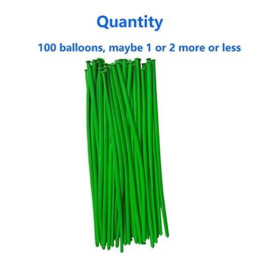 Image of Green 260Q Balloons , Long Balloons , Skinny Twisting Balloon 100 Pcs, Premium Magic Clown Ballon for Balloon Animal, Garland, Baby Birthdays, Festival Decoration