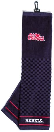 Team Golf NCAA Ole Miss Rebels Embroidered Golf Towel Embroidered Golf Towel, Checkered Scrubber Design, Embroidered Logo