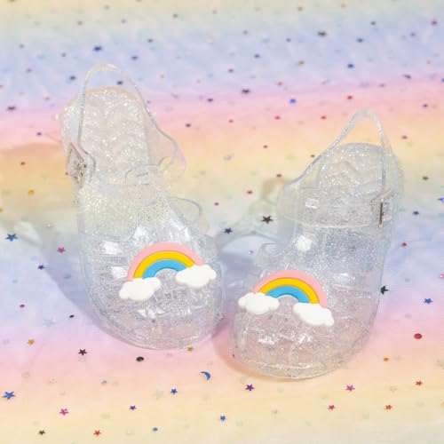 Image of KIDSUN Toddler Girls Jelly Sandals Closed Toe Water Beach Summer Shoes Soft Rubber Sole Mary Jane Dress Shoes Princess Flat