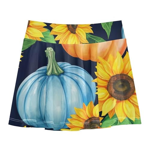 Girls Skorts Athletic Shorts Skirts with Shorts 2 in 1 Flowy Skirt Watercolor Pumpkins 3t2