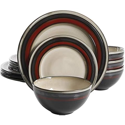 Gibson Elite Dinnerware Set, Stoneware, Red and Cream Cover