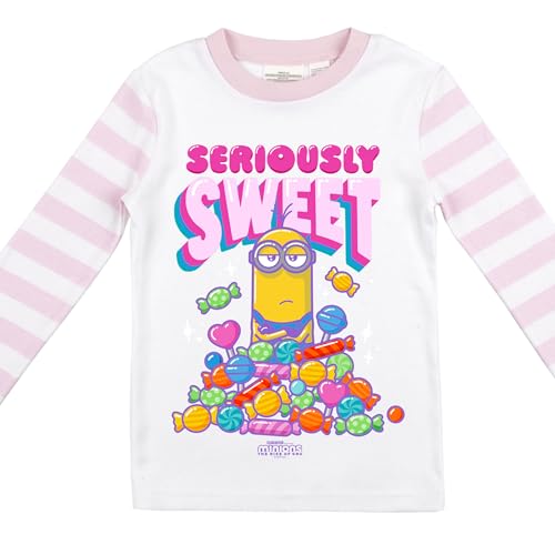 Bioworld Minions Seriously Sweet Youth Long Sleeve Shirt & Pink Striped Sleep Pajama Pants Set3