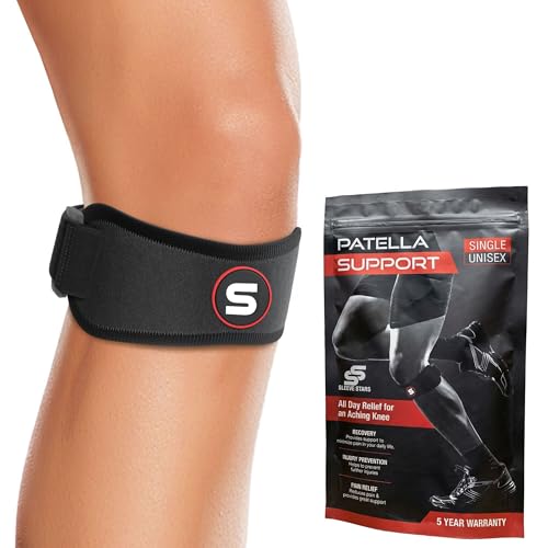 Sleeve Stars Patellar Tendon Support Strap Osgood Schlatter Knee Brace for Youth, Women & Men, Swedish Brand Patella Knee Strap for Arthritis & Pain, Patella Band w/ 3 Lengths (Black)