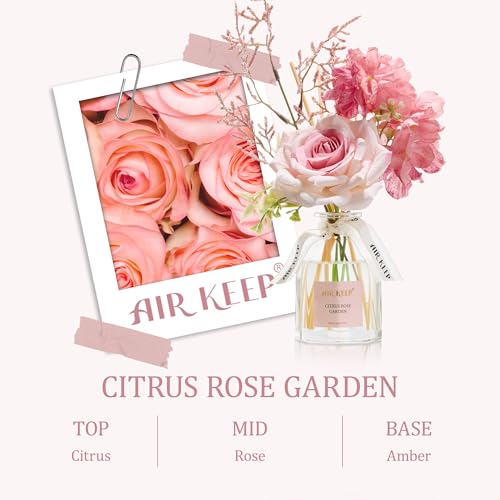 Airkeep Raumduft mit Duftstäbchen 120ml – Citrus Rose Garden – Duftstäbchen Diffuser mit Blumen – Geschenkidee für Frauen & Mütter – Deko für Bad, Wohnzimmer & Schlafzimmer