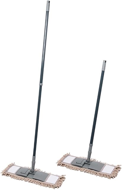 Invero Super Absorbent Chenille Flat Microfibre Floor Mop Sweeper - Extendable Handle Ideal Cleaner or Duster for Hardwood, Laminate, Tile Floors - Wet or Dry - Grey