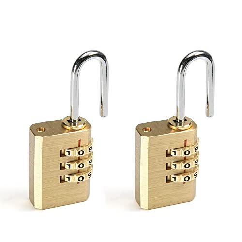 Image of 2PCS 3-Digit Combination Padlock Shackle Copper Resettable Padlock Gym Lock Waterproof for Gate & Door Hasps Toolboxes Drawing 5mm