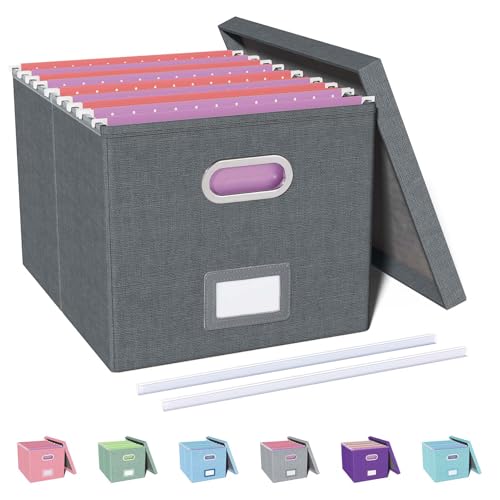 Oterri File Organizer, File Box, File Cabinet for Letter File Folder Storage, Hanging File Organizer for Office/Decor/Home,Document Organizer, 1 Pack,Dark-Gray-Box Only