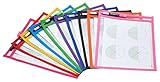 TYH Supplies 10-Pack Reusable Dry Erase Pockets 9 x 12 Inches Assorted Neon Colors