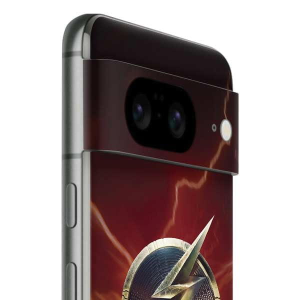 Skinit Decal Phone Skin Compatible with Google Pixel 8 - Officially Licensed DC Comics The Flash Movie: Logo Poster Design