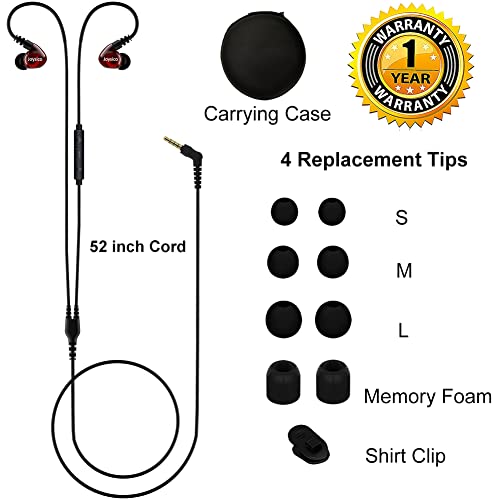 Image of Joysico Wired Sport Running Headphones Over Ear in-Ear Earbuds with Mic Red