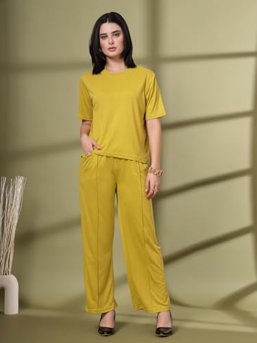Image of CHKOKKO Casual Co ord Set For Women Stylish Summer Wear Cord Half Sleeves Round Neck Track Suit Coords Travelling Outfit Western Ladies Co ords