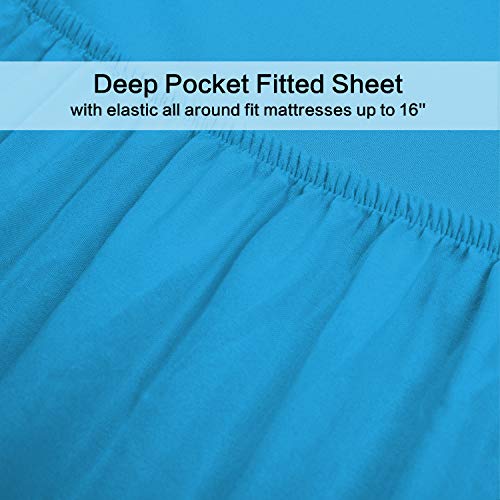 Image of Best Season 4 Piece Bed Sheet Set (Queen,Dark Teal 1 Flat Sheet,1 Fitted Sheet and 2 Pillow Cases,100% Brushed Microfiber 1800 Luxury Bedding,Deep Pockets,Extra Soft & Fade Resistant
