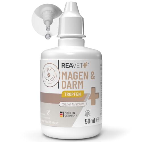 ReaVET Magen & Darm Tropfen Liquid für Katzen 50ml - sekundierend bei Durchfall oder Blähungen, natürliche Darmregulierung, Darmsanierung Katze,...