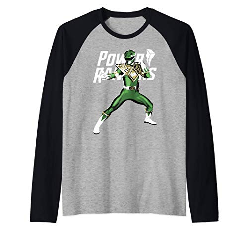 Power Rangers Green Ranger Action Pose Logo Manche Raglan