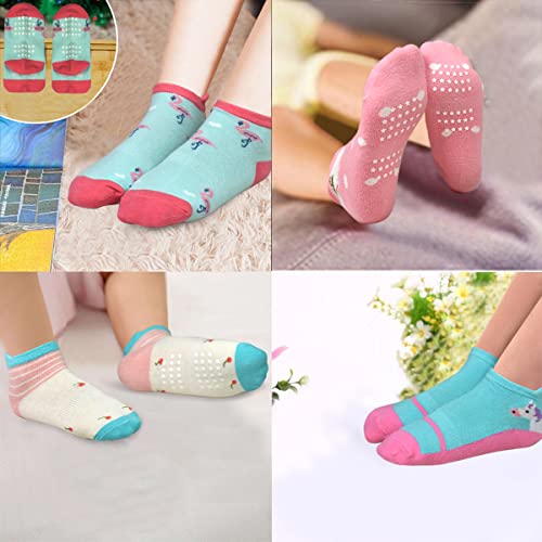 Image of Tphon 12 Pairs Toddler Non Skid Socks with Grips Anti Slip Bottom, Cotton Non Slip Ankle Crew Socks for Boys, Girls, Kids(1-7Years)