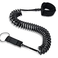 WOUMON 10ft SUP Leash,Surfboard Leash,Surfbretter Elastische Fußseil für Paddle Board,Stand up Paddle,Kanusport,Kajaks,Longboards (Schwarz)