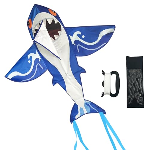 Shark Drachen 80 * 82cm, Drachen Kinder Mit 50m Drachenschnur, Flugdrachen Kinder, Lenkdrachen Kinder Erwachsene, Kinder Drachen Kite, Drachen Steigen...