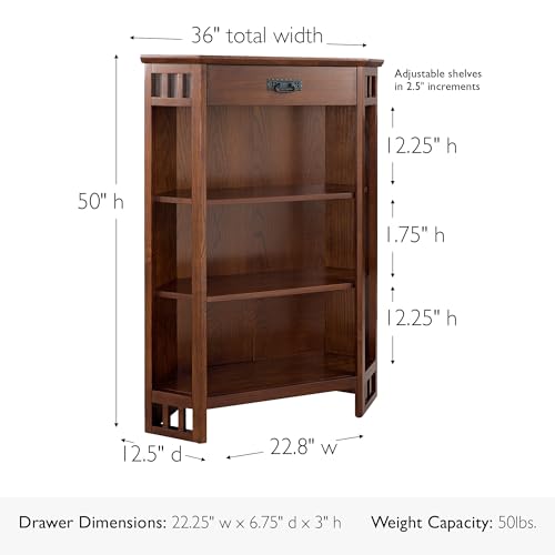 Image of Leick Home Mission Corner Bookcase, 36 inch, Mission Oak