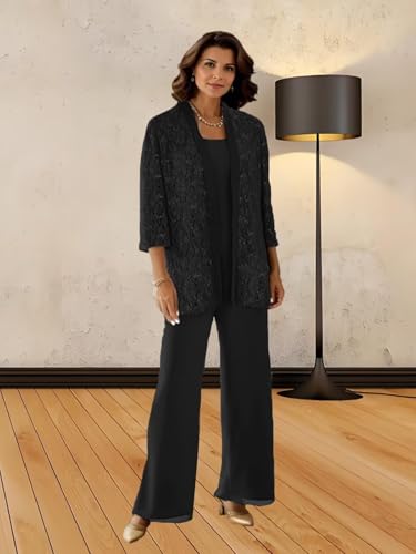 Elegant Burgundy Mother of the Bride Pantsuit Set with Jacket – 3 Pieces Chiffon Applique & Sequin Details, Size 12 - Image 3