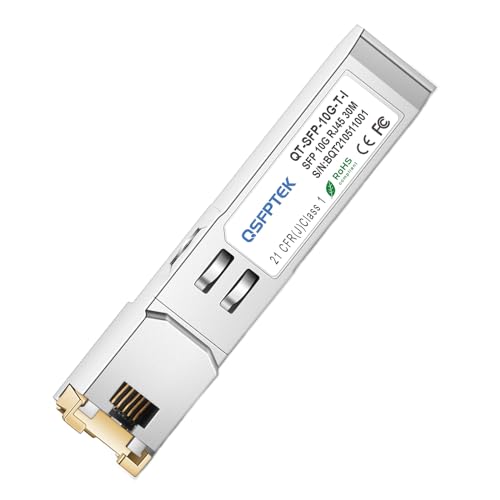 Image of QSFPTEK 10GBASE-T SFP+ to RJ-45 Industrial Grade, 10Gbe SFP Copper Ethernet Module Networking Transceivers mini gbic Compatible SFP-10G-T-S-I, -40~85C, 30m, Other Open Switch, 1pc