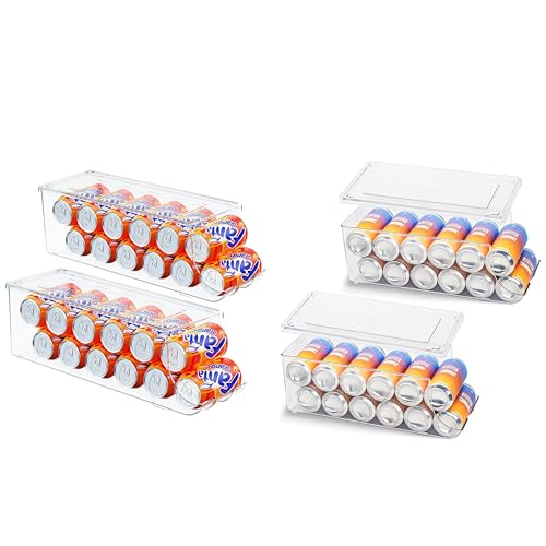 Image of SCAVATA 2 Pack Standard Can Organizer & 2 Pack Tall Can Organizer for Refrigerator