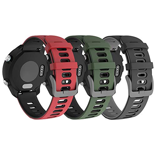 ANCOOL Compatible with Vivoactive 3 Band,20mm Quick Release Soft Silicone Replacement Strap for Forerunner 645/Galaxy Watch 42mm/Gear Sport/Galaxy Active 2 -(Red/Army Green/Black)
