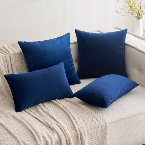 Image of MIULEE Pack of 2, Velvet Soft Soild Decorative Square Throw Pillow Covers Set Cushion Case for Sofa Bedroom Car 12 x 20 Inch 30 x 50 cm