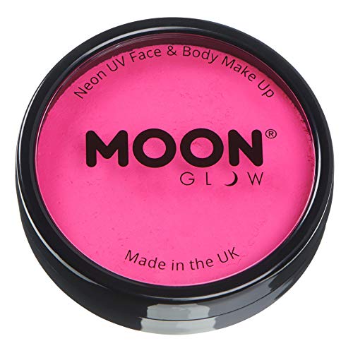 Moon Glow Tarros de pintura para rostro y cuerpo UV de neón intenso Pro, maquillaje profesional de pintura facial a base de agua para adultos y niños, 36g Rosa intenso