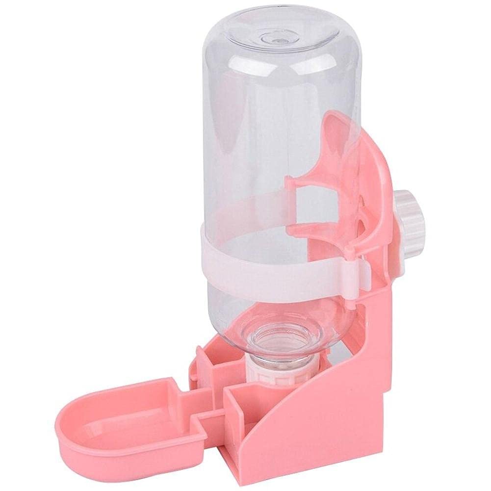 Onsinic Pink Adjustable Bird Watering Dispenser Cage Hanging Automatic Feeding Bottle Plastic Feeder Drinker Bowl