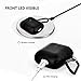 V-MORO Compatible with Airpods Case, Genuine Leather Airpods Case with Keychain for Airpods 2 & 1, Front LED Visible, Protective Cover Skin Black