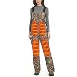 WUSTENKATZE Women's Waterproof Heated Insulated Bib Overalls with Battery Pack, Camo, XX-Large