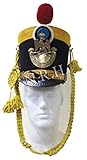 shako Taille : adulte. Réplique nautique Moyeu Médiéval Cuir Shako Super Casque Armée allemande avec Pompon Jaune