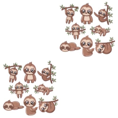 Gadpiparty 2 Sätze Faultier-patch Jack Flicken Nähen Faultierförmige Applikation Gestickte Aufnäher Karikatur Top-patches Bestickt Lustige Patches Flicken Für Bekleidung Banner 8 Stücke * 2