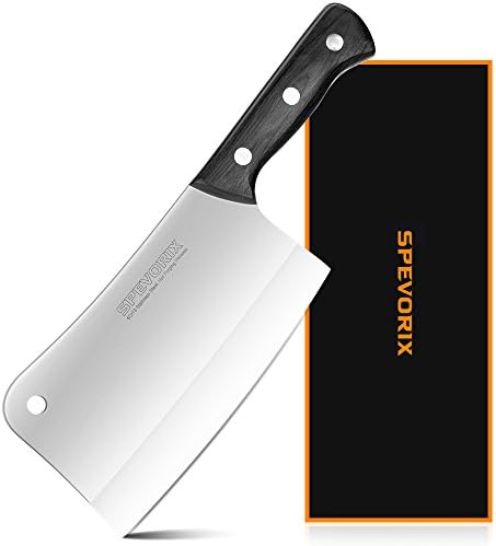 Cleaver knife 7 inch Meat Cleaver Chinese Vegetables Knife imported high-carbon German Stainless Steel Kitchen Knife with Ergonomic Handle Chinese Chef Knife Multipurpose Use for Cook Kitchen