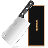SPEVORIX 7 Inch Stainless Steel Chopper Cleaver Butcher Knife with Wooden Handle for Home Kitchen or Restaurant