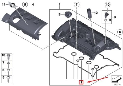 Image of Parts 11127567877 Valve Cover Gasket Set 1.6L ACM VS50763R Replacement for BMW Mini Cooper Countryman Paceman R55 R56 R57 R58 R59 R60 R61 Peugeot Engine N12 N16