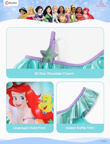 Image of Disney Stitch Frozen Marvel Minnie Mouse Girls Swimsuits Ruffle One Piece Bathing Suits UPF 50 Swimwear Quick Dry Size 2-13Y