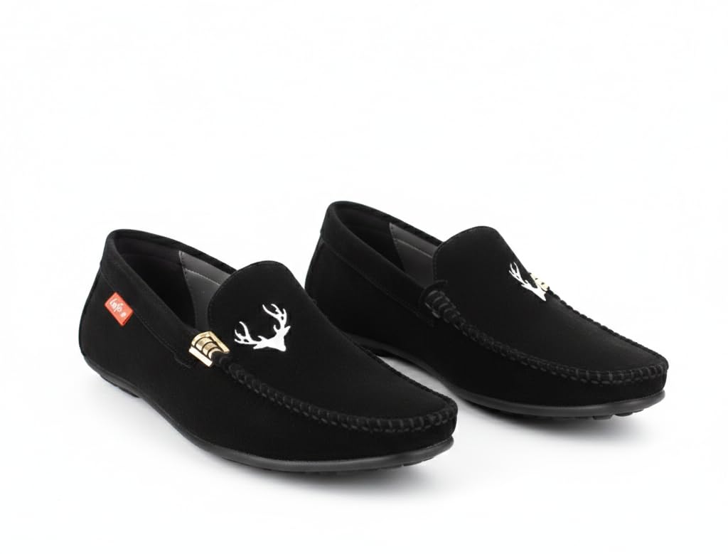 Krishnika's Men’s Velvet Loafers with Iconic Deer Logo | Luxury Slip-On Dress Shoes | Wedding Designer Style Slip-On-image-39