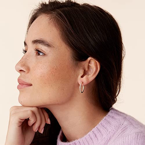 Pavoi 14K Gold Plated 925 Sterling Silver Post Cubic Zirconia Hoop Earrings 30/15Mm (20.00, White Gold) #TOP1