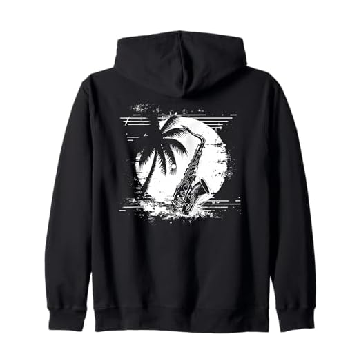 Saxofón Dibujo Caña Instrumento Sudadera con Capucha