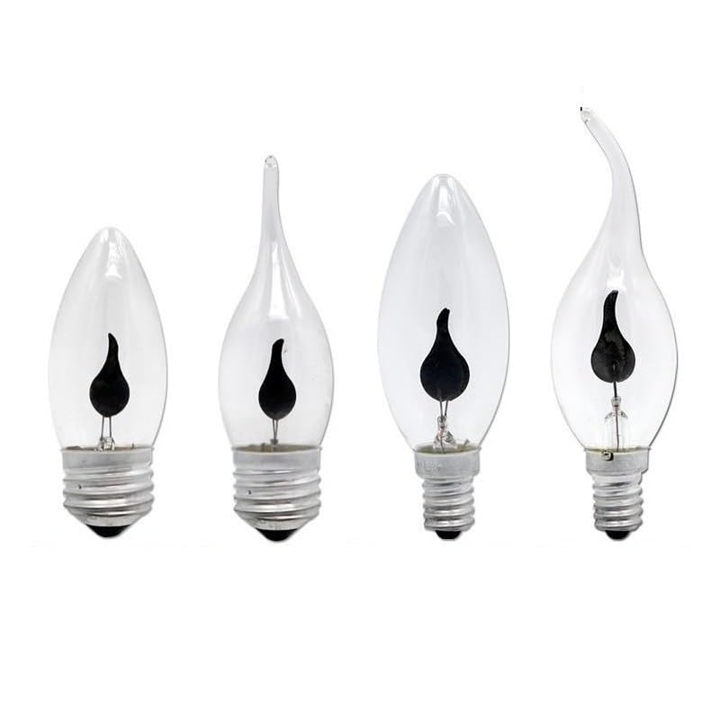 YSJX Lighting, 20 pezzi LED Home Lampadina a candela Vintage Edison E14 / E27 3W AC220V Lampadina a lume di candela Lampadina a fiamma(E14 Long tail)