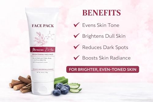 Image of Moroccan DeTan Brightening Face Pack for Advance Skin Renewal Radiance Clay Mask (1)