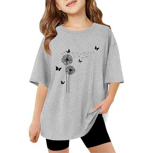 Oversized T-Shirt Mädchen Jungen Sommer Rundhals Kurzarm Tops...
