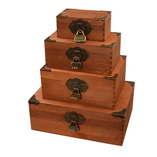 Vintage Wooden Nesting Storage Boxes with Locks