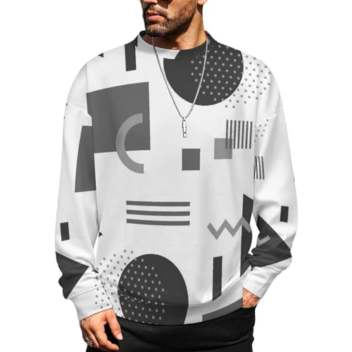 Mens Geometric Crewneck Sweater Mens Crew Neck Sweaters Long Sleeve Funny Men's Pullover - Main Image